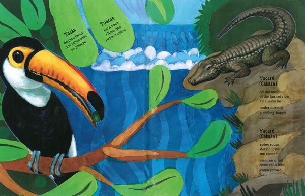 Interior spread #2 for Animal Poems of the Iguazú / Animalario del Iguazú by Francisco X. Alarcón and Maya Gonzalez