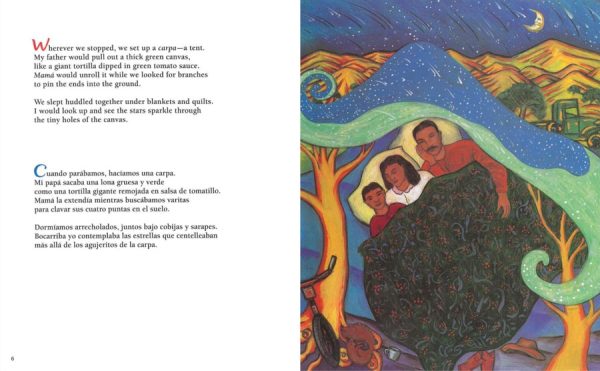 Interior spread #3 for Calling the Doves / El canto de las palomas by Juan Felipe Herrera and Elly Simmons