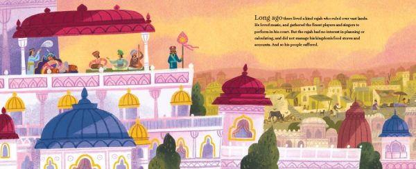 Interior spread #1 for Seven Golden Rings by Rajani LaRocca and Archana Sreenivasan