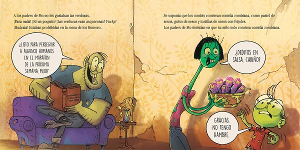 Interior spread #3 for ¡Los Zombis no comen verduras! by Jorge Lacera; Megan Lacera and Jorge Lacera