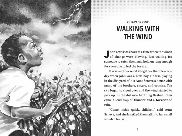 Interior spread #1 for The Story of Civil Rights Hero John Lewis by Kathleen Benson and Aaron Boyd; Aaron Boyd