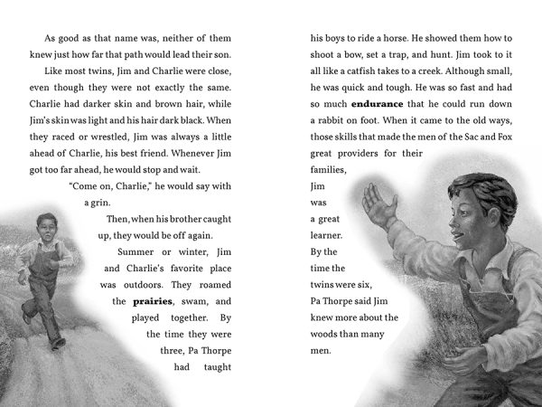 Interior spread #2 for The Story of All-Star Athlete Jim Thorpe by Joseph Bruchac and S. D. Nelson