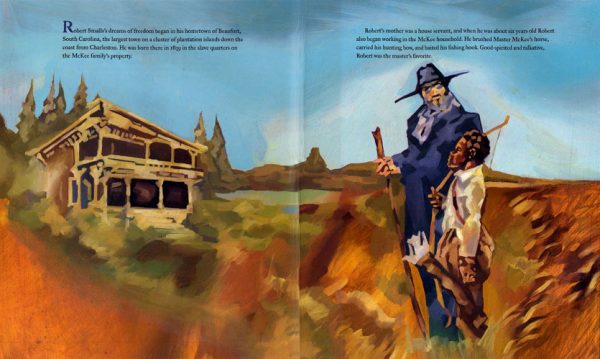 Interior spread #2 for Seven Miles to Freedom by Janet Halfmann and Duane Smith