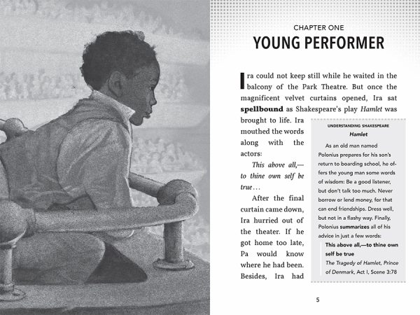 Interior spread #1 for The Story of Trailblazing Actor Ira Aldridge by Glenda Armand and Floyd Cooper