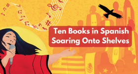 Ten Books in Spanish Sparking Onto Shelves blog post header with Mercedes Sosa art by Aixa Pérez-Prado