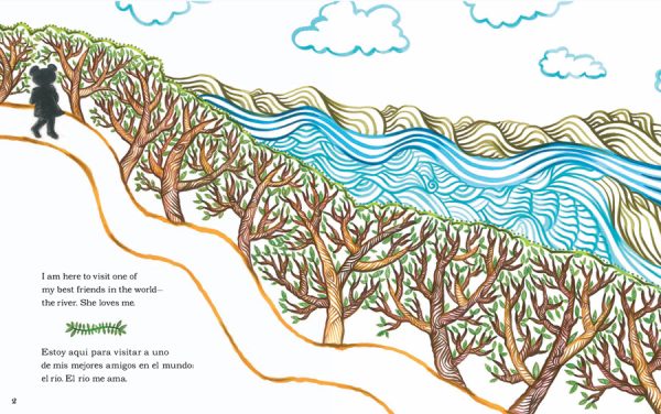 Interior spread #1 for I Know the River Loves Me / Yo sé que el río me ama by Maya Gonzalez and Maya Gonzalez