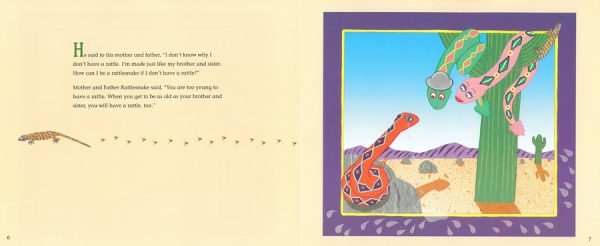 Interior spread #2 for Baby Rattlesnake / Viborita de Cascabel by Te Ata; Lynn Moroney and Mira Reisberg