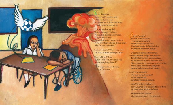 Interior spread #3 for Featherless / Desplumado by Juan Felipe Herrera and Ernesto Cuevas, Jr.