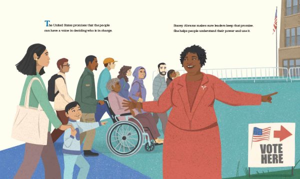 Interior spread #1 for Stacey Abrams by Sarah Warren and Monica Mikai