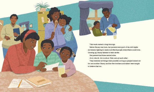 Interior spread #2 for Stacey Abrams by Sarah Warren and Monica Mikai