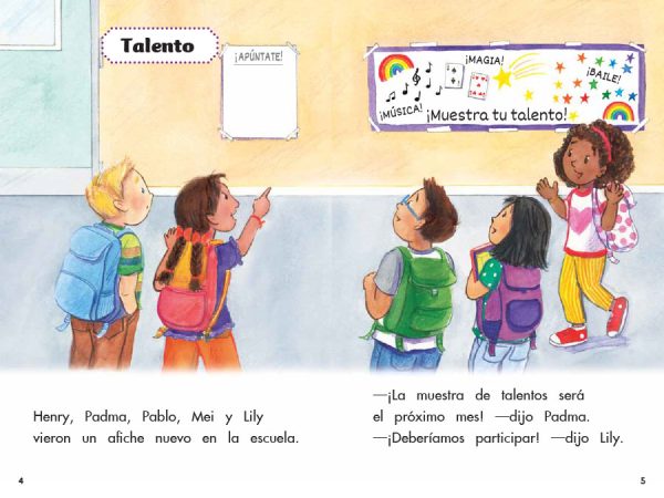 Interior spread #1 for La muestra de talentos (Confetti Kids #11) by Samantha Thornhill and Shirley Ng-Benitez