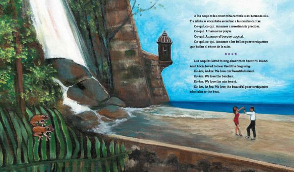 Interior spread #2 for Alicia and the Hurricane / Alicia y el huracán by Lesléa Newman; Georgina Lazaro and Elizabeth Erazo Baez