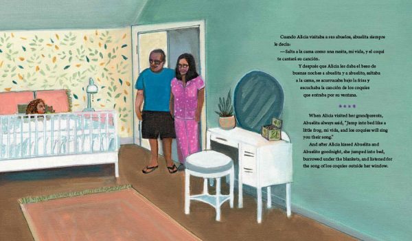 Interior spread #3 for Alicia and the Hurricane / Alicia y el huracán by Lesléa Newman; Georgina Lazaro and Elizabeth Erazo Baez