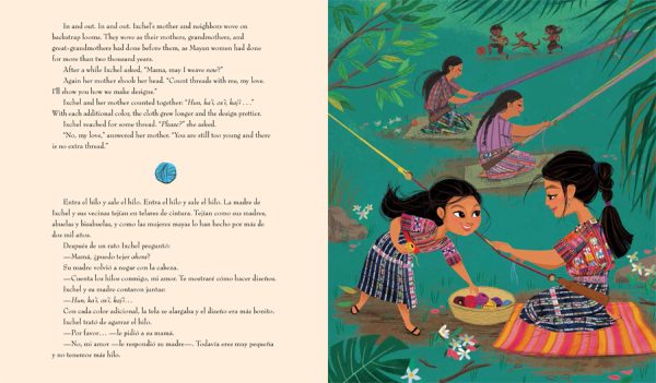 Interior spread #2 for Rainbow Weaver / Tejedora del arcoíris by Linda Elovitz Marshall and Elisa Chavarri