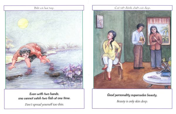 Interior spread #2 for To Swim in Our Own Pond by Ngoc Dung Tran and Xuan-Quang Dang