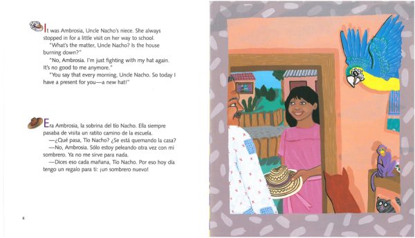 Interior spread #3 for Uncle Nacho's Hat / El sombrero del Tío Nacho by Harriet Rohmer and Mira Reisberg