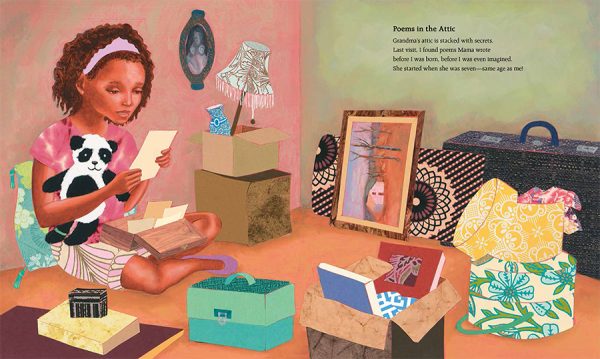 Interior spread #1 for Poems in the Attic by Nikki Grimes and Elizabeth Zunon