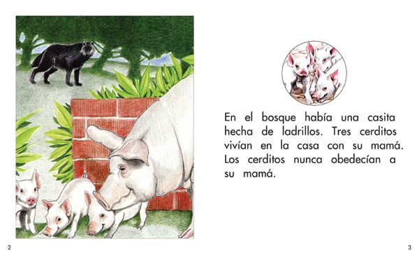 Interior spread #2 for Los tres cerditos by Elena Castro; Barbara Flores; Eddie Hernandez and Michael Ramirez