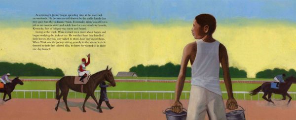 Interior spread #1 for The Last Black King of the Kentucky Derby by Crystal Hubbard and Robert McGuire