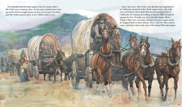 Interior spread #2 for The Legend of Freedom Hill by Linda Jacobs Altman and Cornelius Van Wright; Ying-Hwa Hu