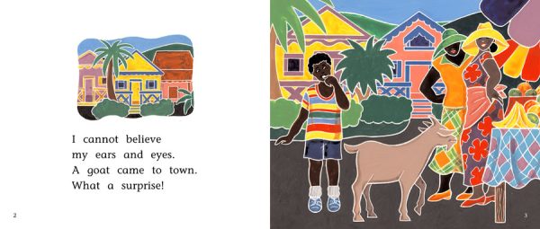 Interior spread #2 for The Goat Goes to Town by Phillis Gershator and Wellington D. Sadler