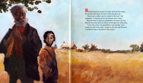 Interior spread #2 for Richard Wright and the Library Card by William Miller and R. Gregory Christie