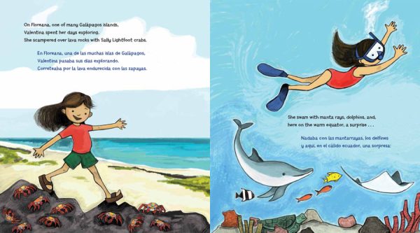 Interior spread #2 for Galápagos Girl / Galapagueña by Marsha Diane Arnold and Angela Dominguez