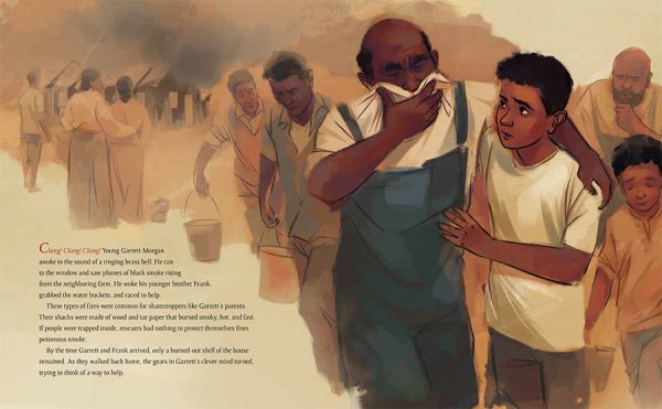 Interior spread #1 for The Unstoppable Garrett Morgan by Joan DiCicco and Ebony Glenn