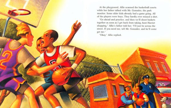 Interior spread #1 for Allie's Basketball Dream by Barbara Barber and Darryl Ligasan