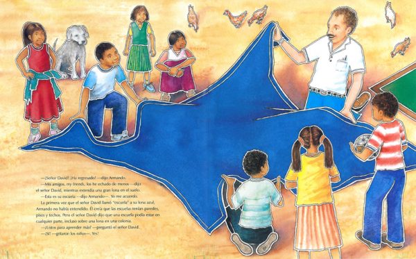 Interior spread #2 for Armando y la escuela de lona azul by Edith Hope Fine; Judith Josephson and Hernán Sosa