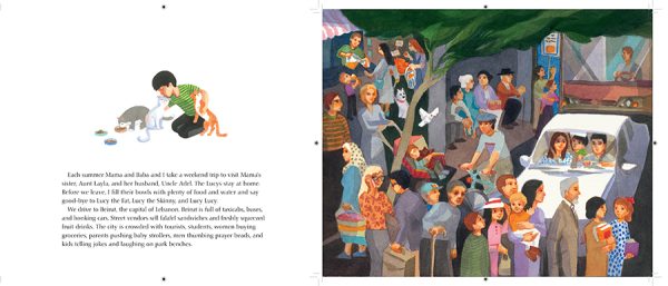 Interior spread #3 for The Three Lucys by Hayan Charara and Sara Kahn