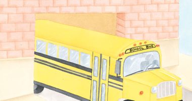 Front cover for Here Comes the Bus by Anastasia Suen and Linda Finch