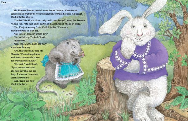 Interior spread #2 for Chukfi Rabbit's Big, Bad Bellyache by Greg Rodgers and Leslie Stall Widener