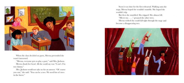 Interior spread #2 for The Happiest Tree by Uma Krishnaswami and Ruth Jeyaveeran