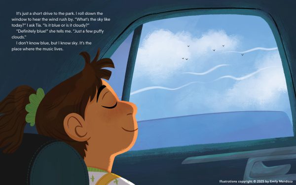 Interior spread #3 for A Sky That Sings by Anita Sanchez; George Steele and Emily Mendoza