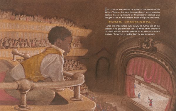 Interior spread #1 for Ira's Shakespeare Dream by Glenda Armand and Floyd Cooper