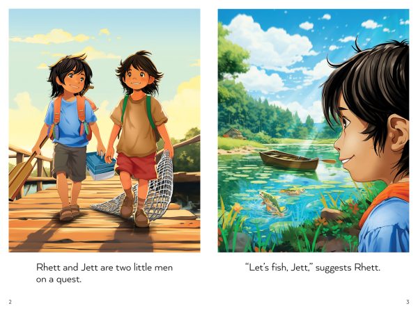 Interior spread #1 for Rhett and Jett (Drumbeat Decodable Book Collection #4) by Sandra Samatte and Julian Grafenauer