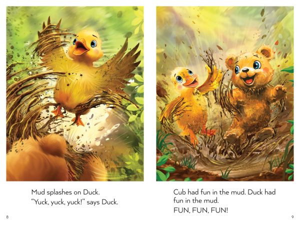 Interior spread #3 for Duck and Cub (Drumbeat Decodable Book Collection #1) by Sandra Samatte and Julian Grafenauer