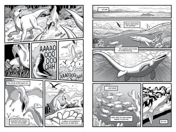 Interior spread #4 for The Doomsday Detectives by Cindy Jenson-Elliott and Theo Nicole Lorenz